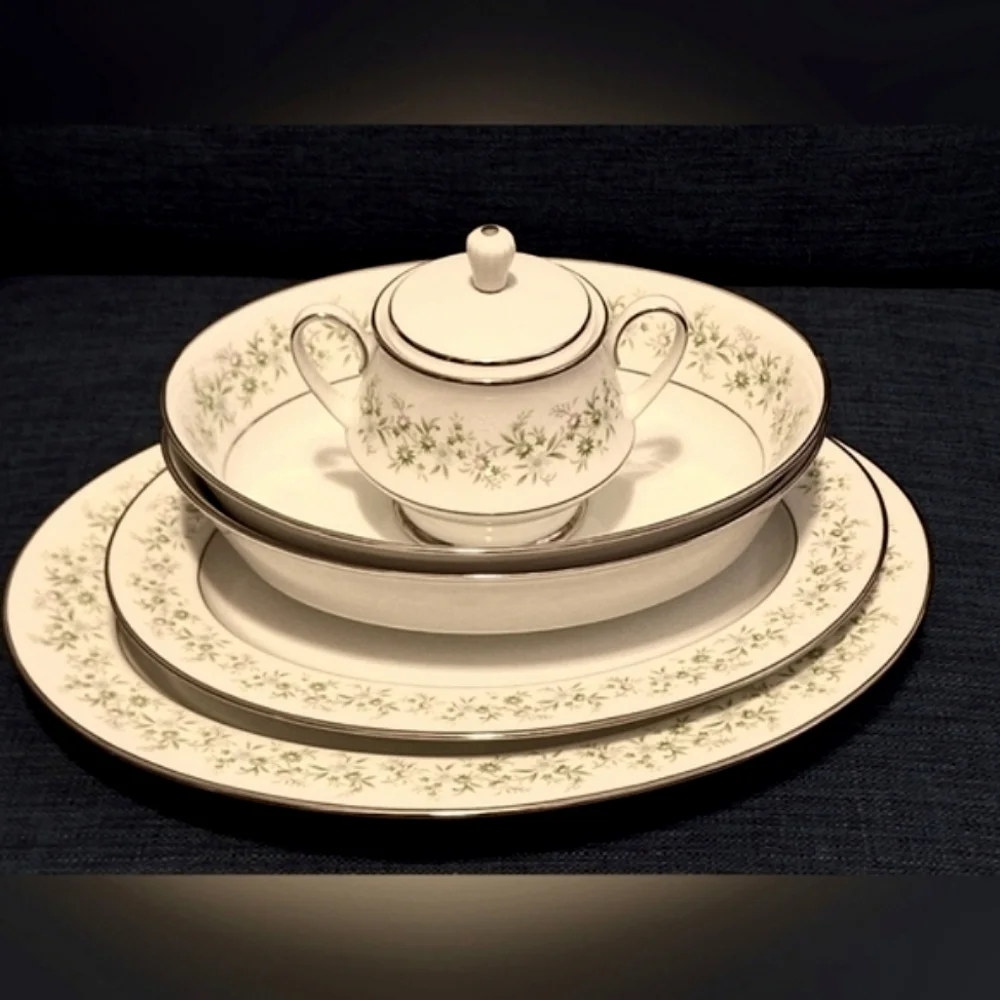 NORITAKE, Savannah Platinum Rim |  Serving Platters & Bowls and Sugar Bo…